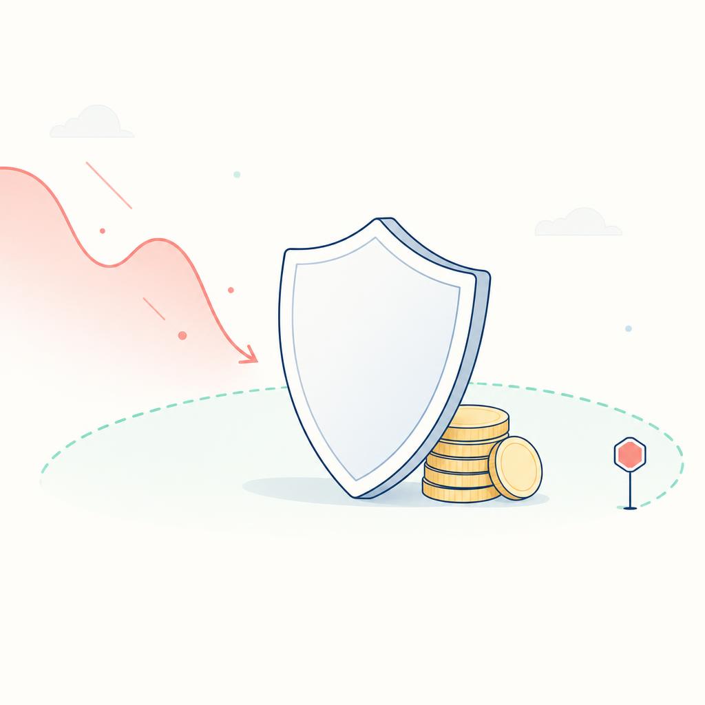 Minimal shield illustration representing a conservative prop firm drawdown buffer