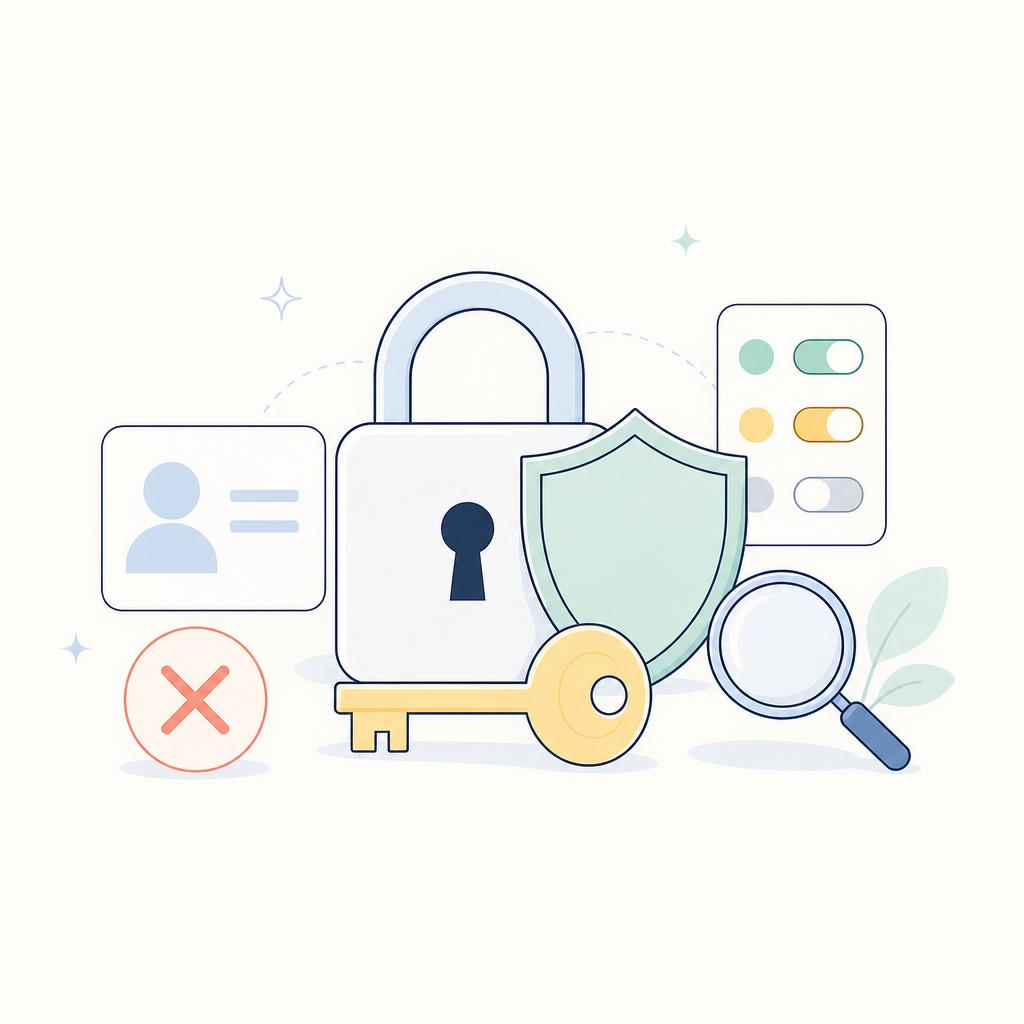 Minimal illustration of provider permissions, access control, and account security