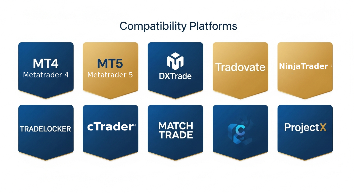 prop firm passing service platforms including FTMO, The Funded Trader, Topstep