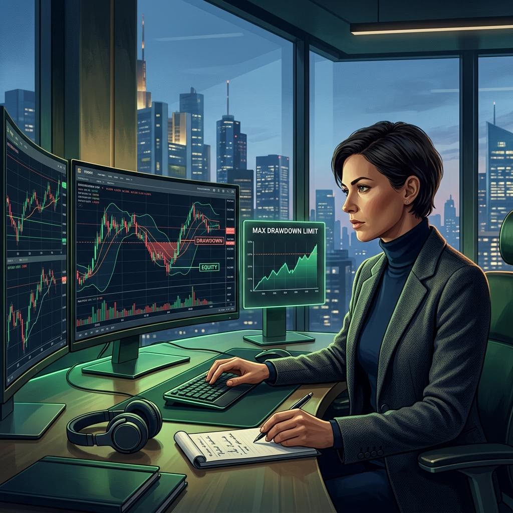 Funnel path guiding a trader toward a funded prop firm account