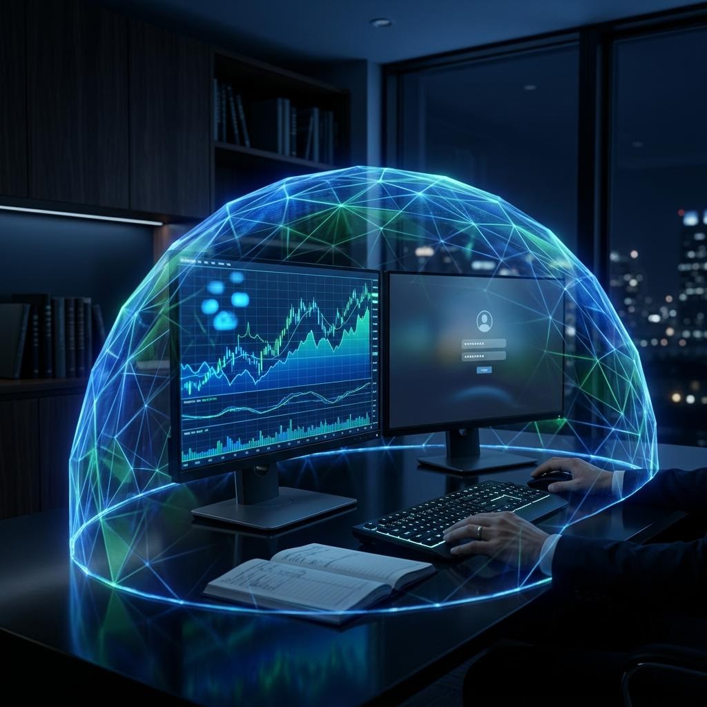 Secure connected devices representing protected prop firm account access